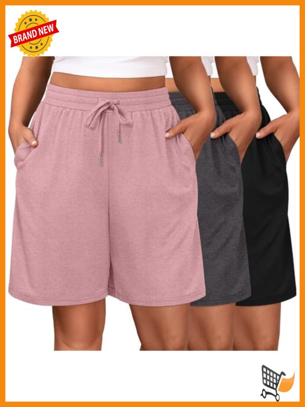 Plus Size Women's Bermuda Shorts With Pockets - 3 Pack - Knee Length -